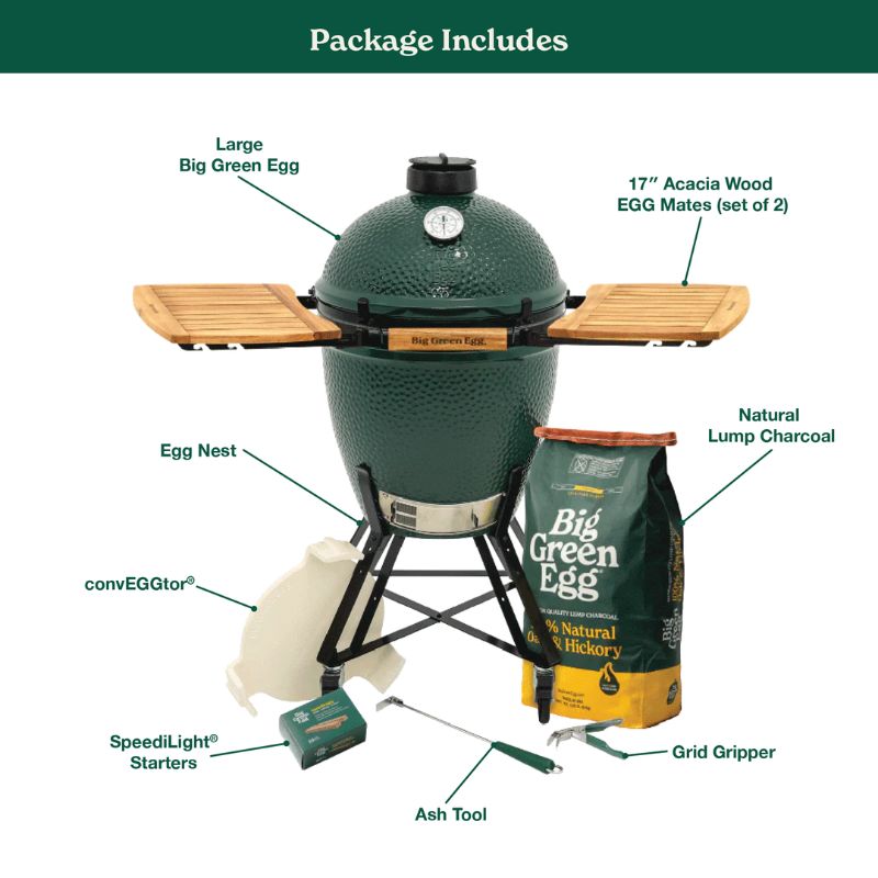 Large Big Green Egg in an intEGGrated Nest+Handler with Mates Package